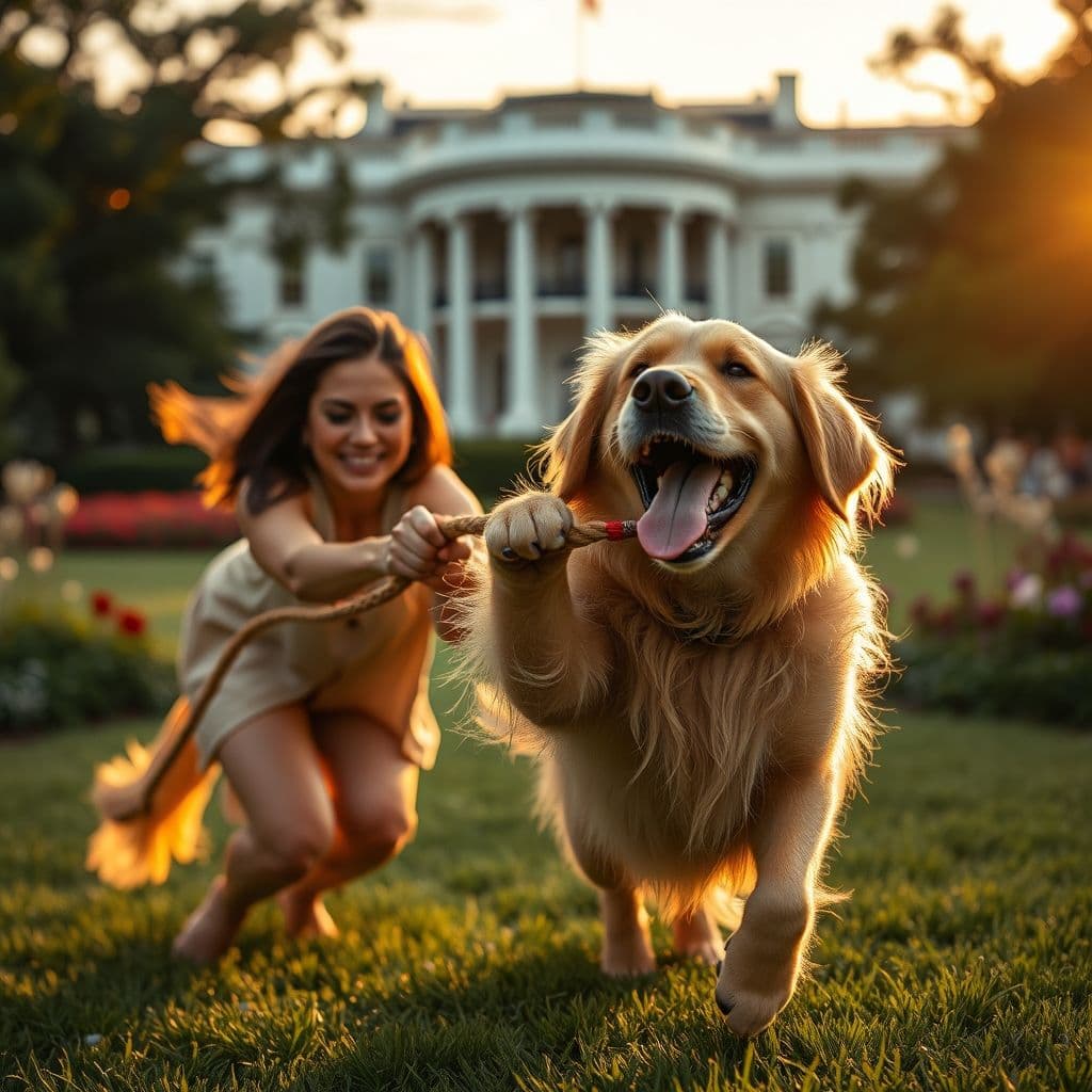 Dueño jugando al tira y afloja con su perro de forma controlada