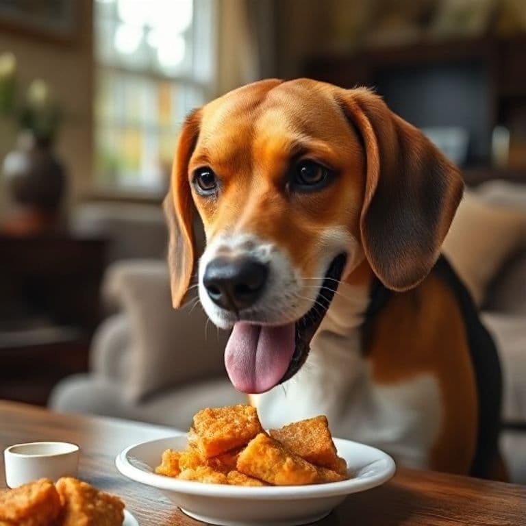Perro senior disfrutando de croquetas humedecidas con evidente entusiasmo