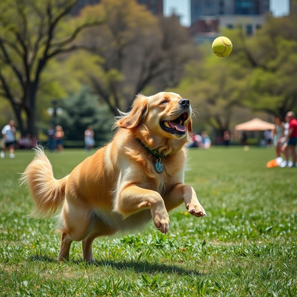 Dueño lanzando pelota a su perro en un parque