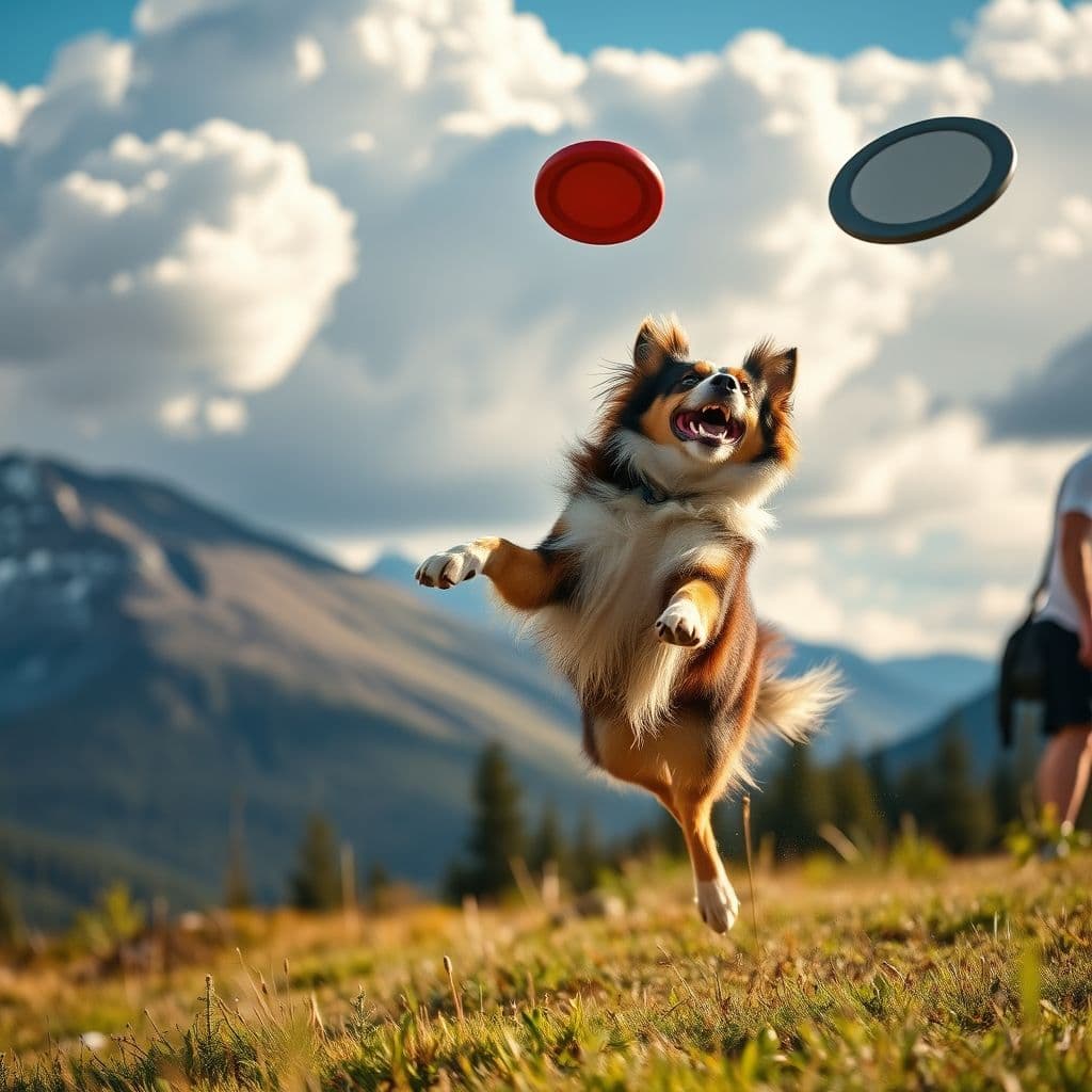 Dueño jugando con perro con pelota en campo abierto como alternativa a perseguir fauna