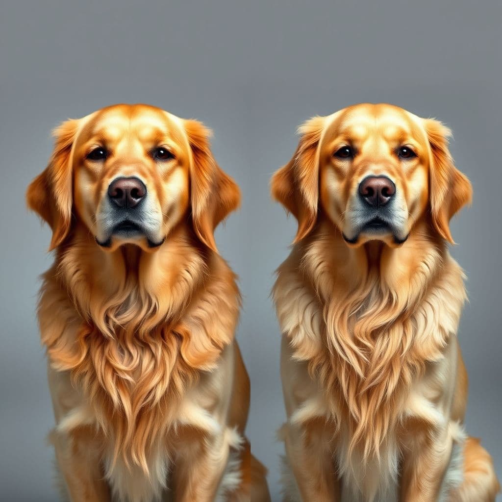 Comparación de pelaje de Golden Retriever con y sin Omega-3