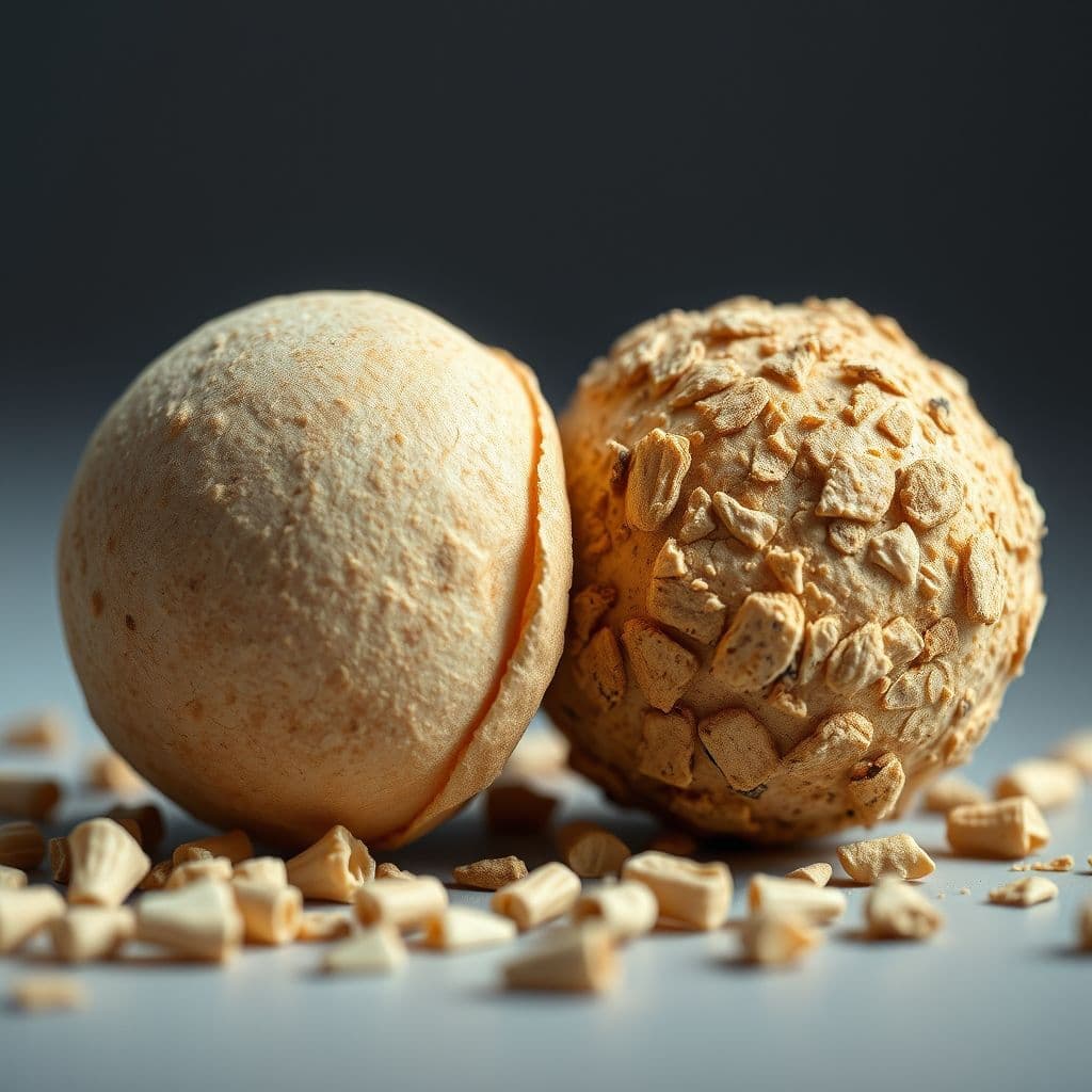 Comparación visual entre pellets naturales seguros y pellets con aglomerantes químicos