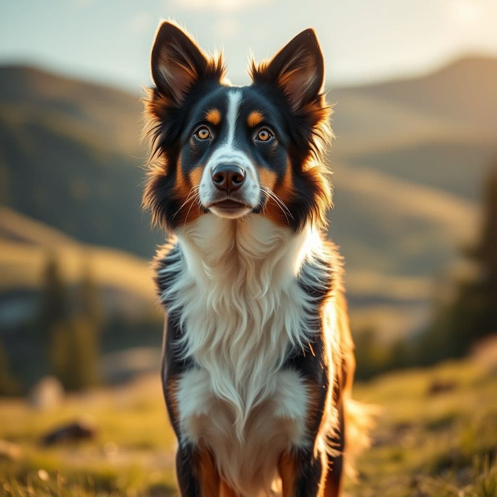 Perro mirando a su dueño con expresión desafiante.