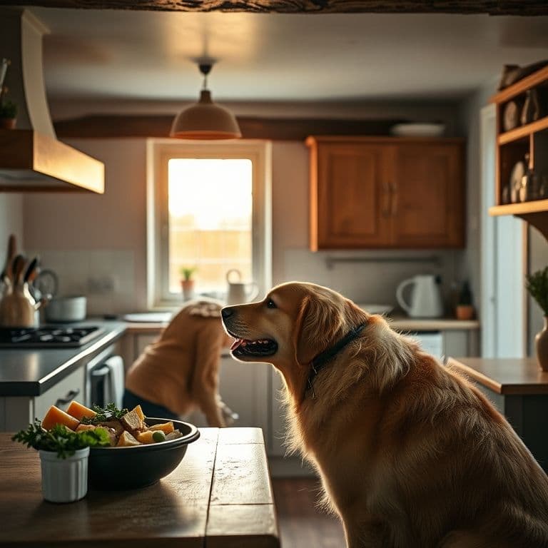 Dueño administrando suplemento de omega 3 a su perro durante la comida