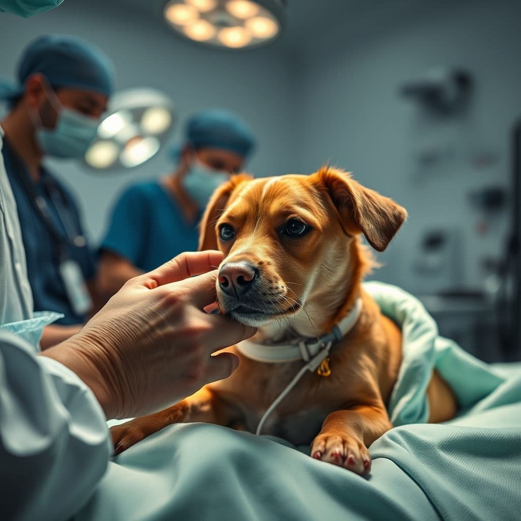 Perro cachorro siendo atendido por veterinario por parvovirus, con suero intravenoso y ambiente clínico