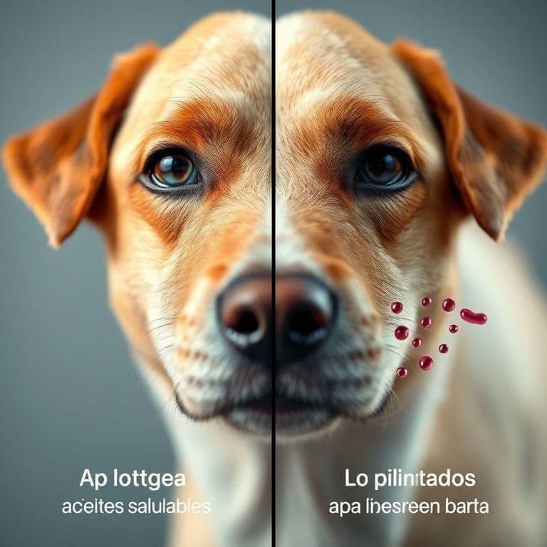 Comparación visual entre piel canina sana con aceites naturales y piel desprotegida después del baño