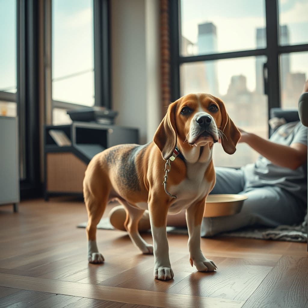 Perro desorientado después de convulsión siendo consolado con calma