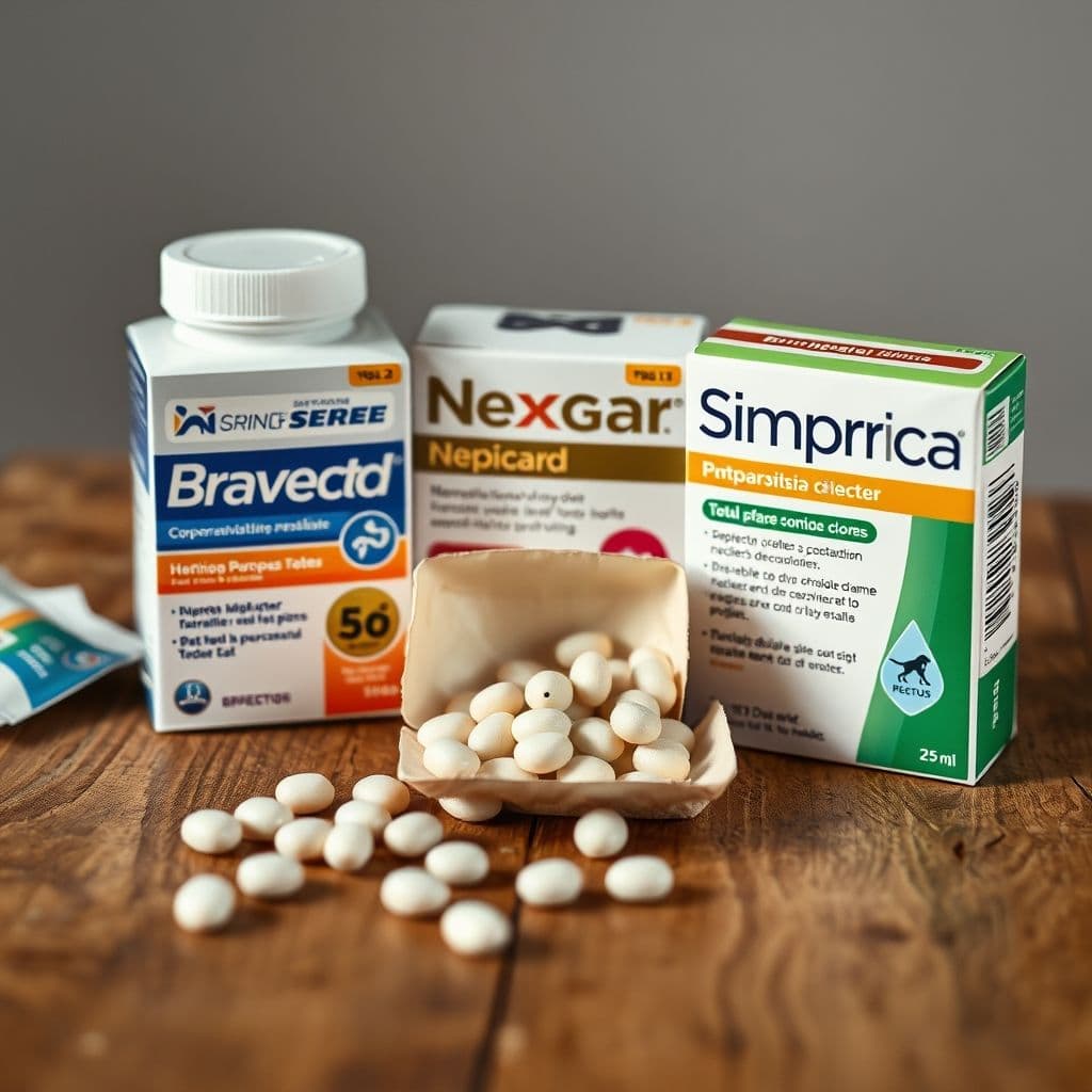 Pastillas desparasitantes para perros sobre una mesa