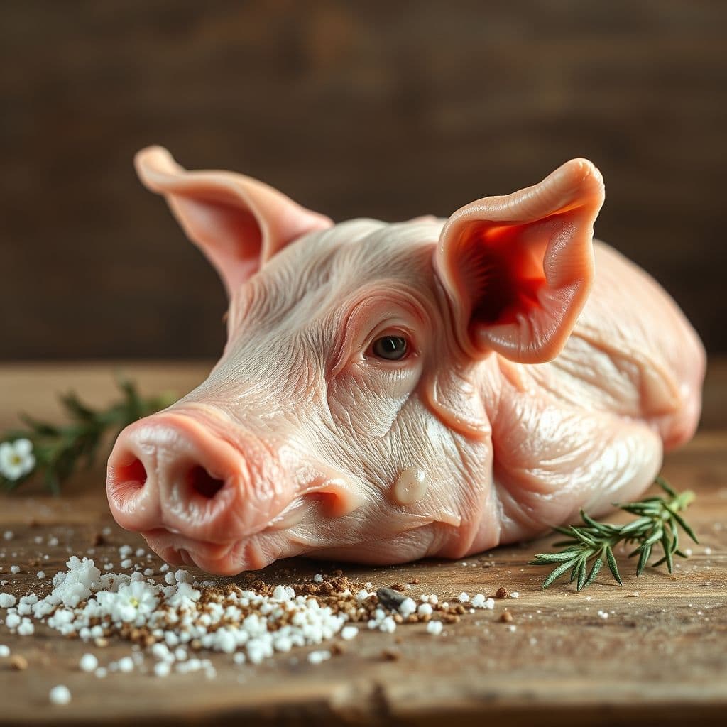 Tráquea de vacuno seca para perros sobre fondo de madera rústica