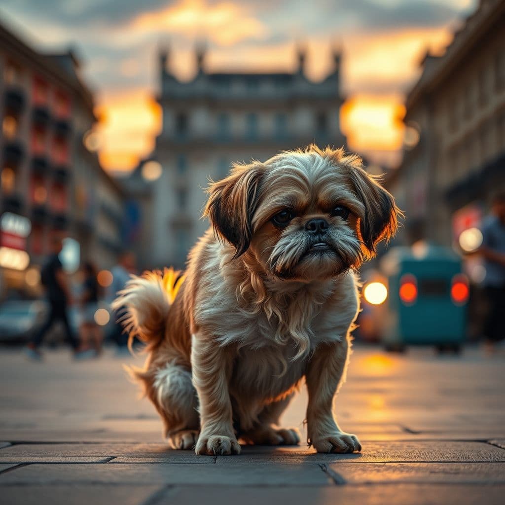 Perro mostrando signos de estrés durante un paseo en la ciudad